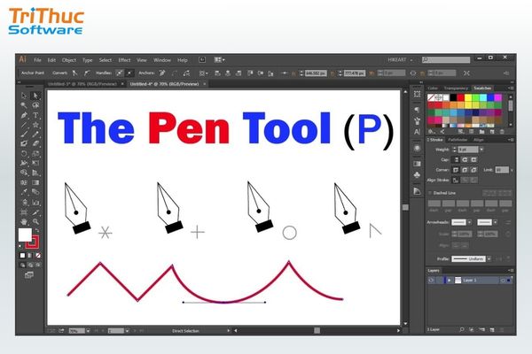 Pen Tool Illustrator 2020 tạo đường vector chính xác