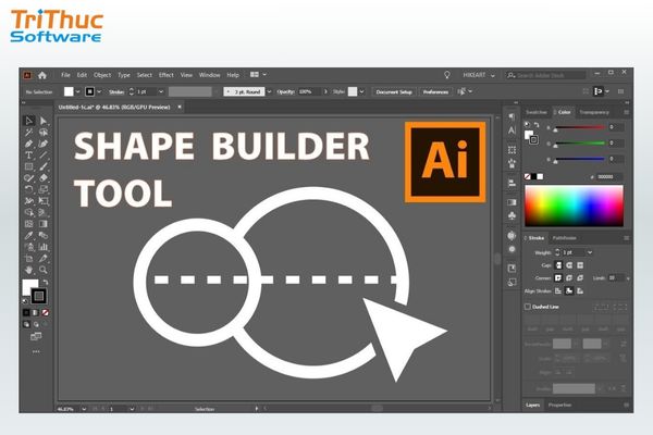 Shape Builder Tool Illustrator kết hợp hình khối vector
