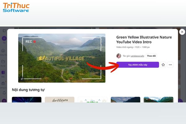 Chọn template video có sẵn và thay thế bằng video của bạn