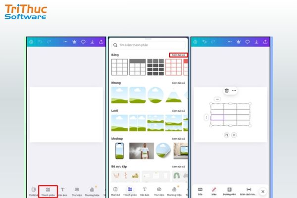 Các bước tạo bảng trên điện thoại