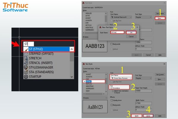 Trình Text Editor chỉnh sửa và định dạng chữ AutoCAD