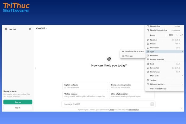 Cài đặt ứng dụng ChatGPT bằng trình duyệt Edge
