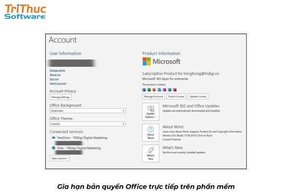 Gia hạn Office 365 trực tiếp trên phần mềm khi xuất hiện thông báo Subscription Expired
