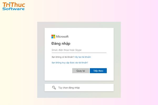 Đăng nhập hoặc đăng ký để sử dụng Office 365