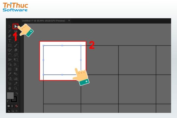 Sử dụng Direct Selection Tool (phím tắt A) để thay đổi kích thước hàng hoặc cột