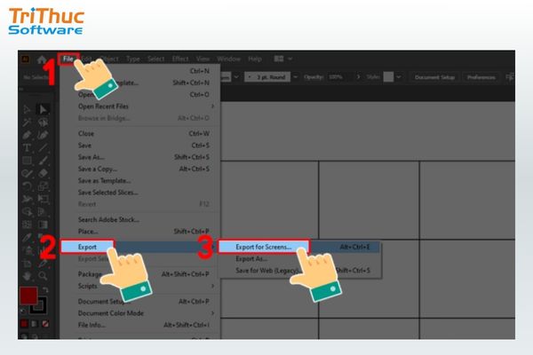 Xuất file bằng cách chọn Export for Screens