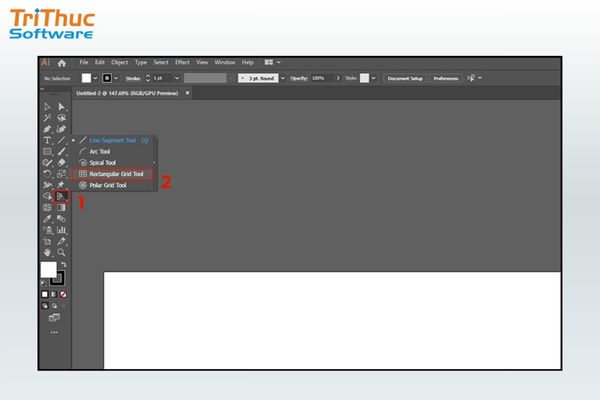Chọn Rectangular Grid Tool