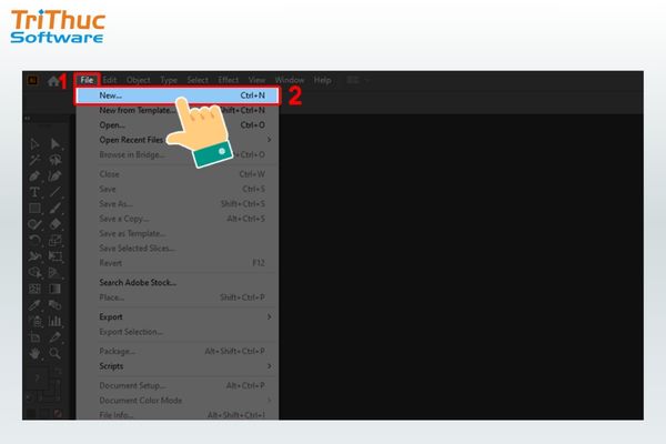 Mở Adobe Illustrator và tạo file thiết kế mới