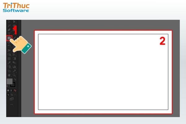 Sử dụng Rectangle Tool (phím tắt M) trong Adobe Illustrator để vẽ khung bảng