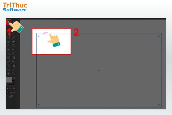 Dùng Selection Tool (phím tắt V) để chọn khung bảng hình chữ nhật
