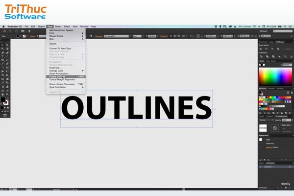Create Outline chuyển chữ thành đường vector