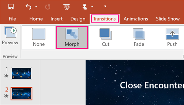 Sử dụng Office 365 có trả phí sẽ giúp bạn tạo hình động với tính năng Morph Transitions trong PowerPoint